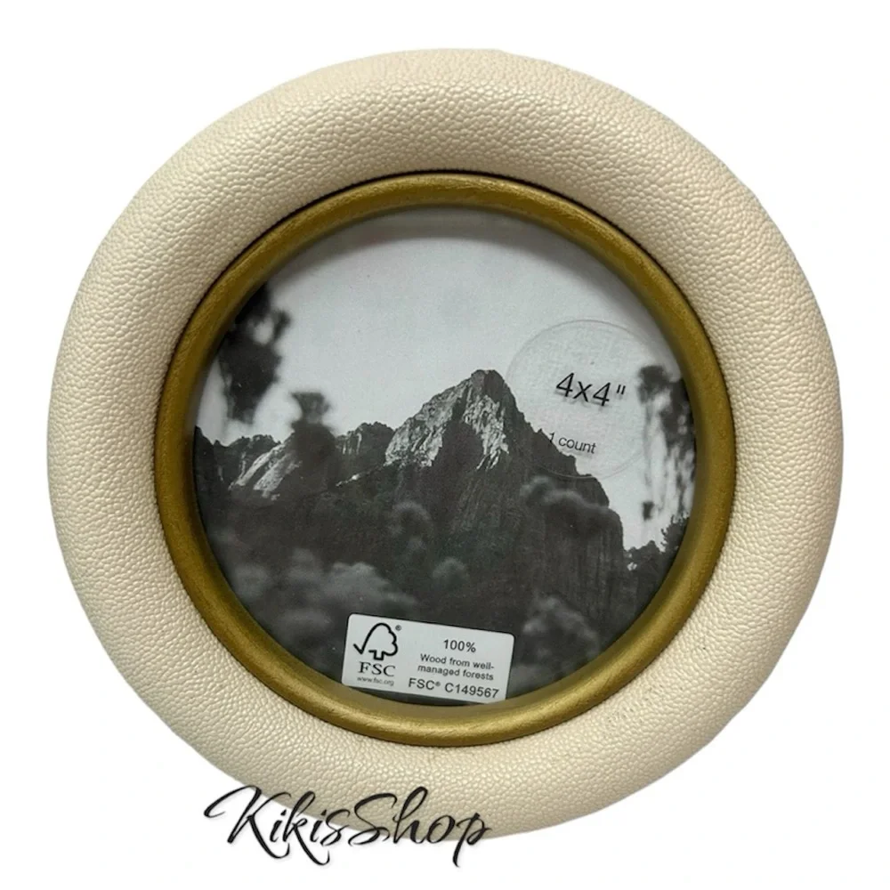Studio McGee 4x4 Shagreen Wrapped Single Image Frame Cream